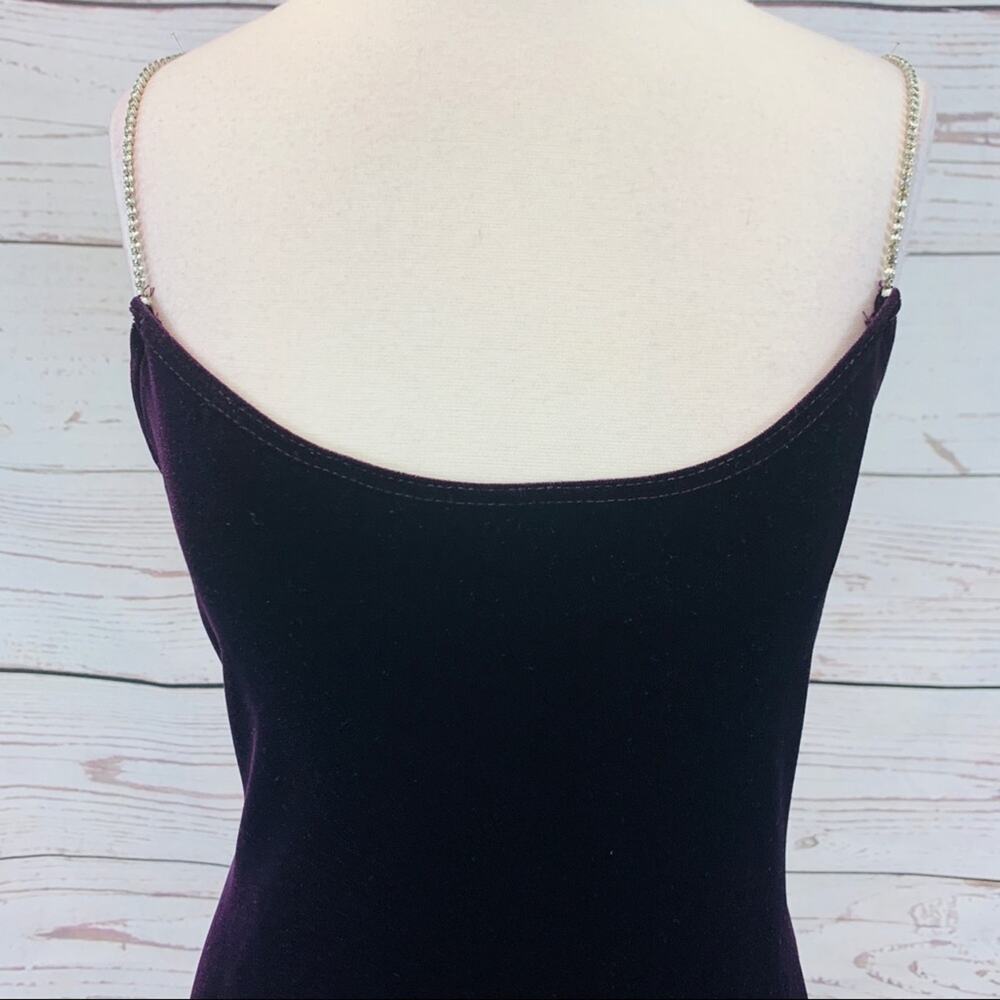 Jalate purple velvet rhinestone straps side slits - Picture 3 of 7